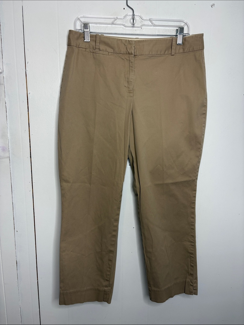 Talbots Pants Womens 10 Curvy Straight Ankle Neutral Tan Khaki Capsule Office